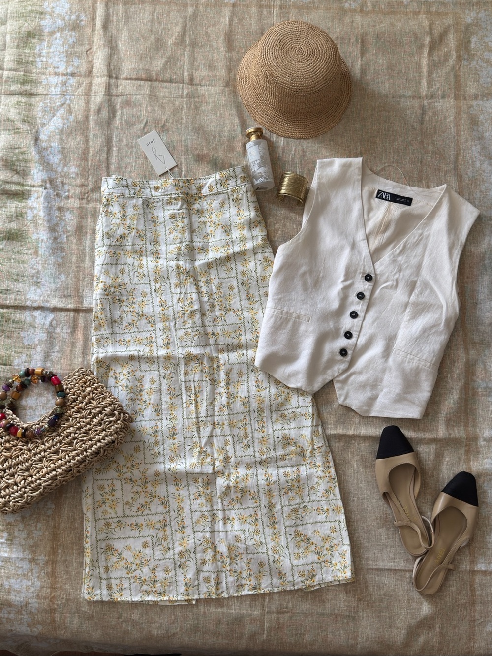 Joie Cream floral Linen maxi skirt